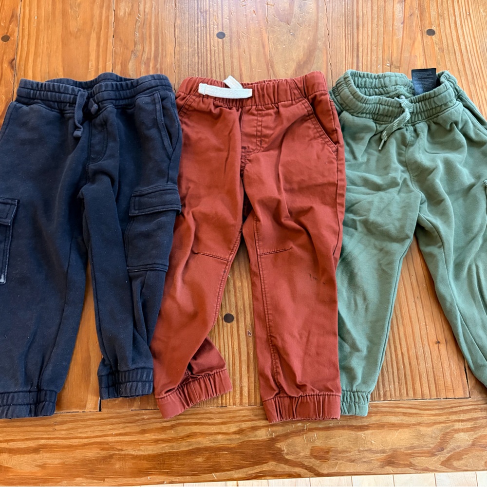 2T Boys Jogger Pants in Black, Rust, and Olive